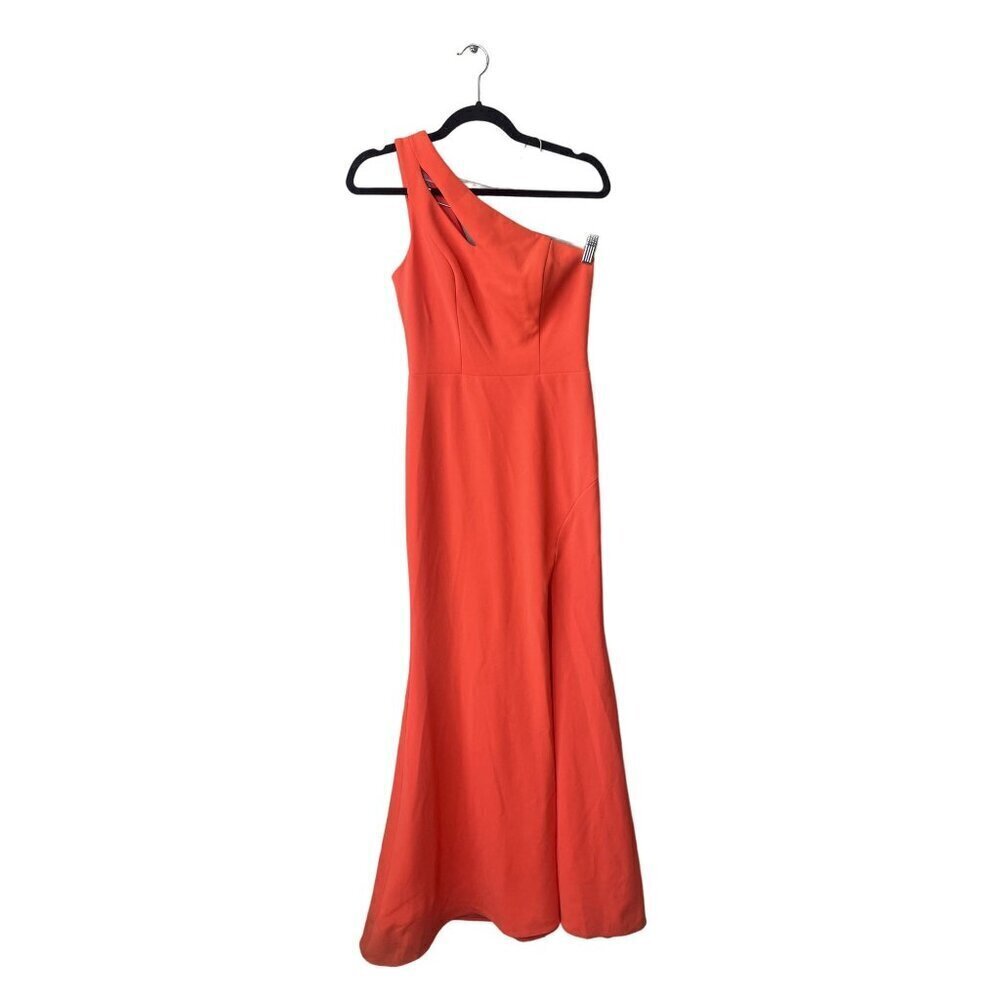 Xscape Dress Size 2 Formal Long Cocktail Evening Orange One Shoulder Orange Maxi - Picture 2 of 8